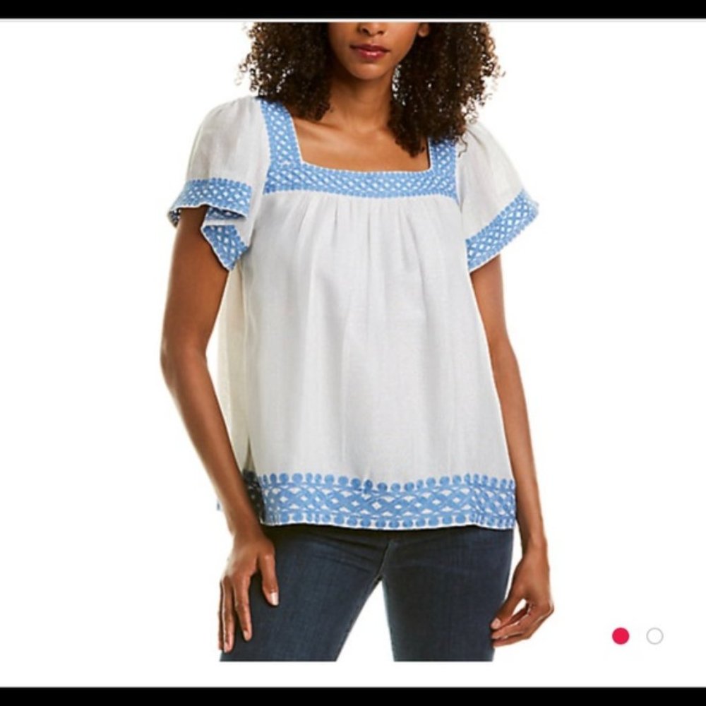 Sail to Sable Flutter Sleeve Shimmer Top, Medium